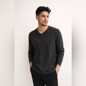 Raffi Gray Men’s Cashmere V-Neck Sweater XL‎